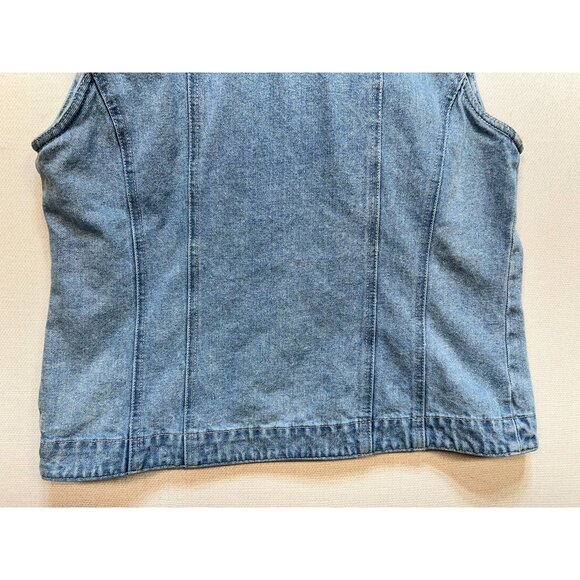 Bill Blass Women's Embroidered Jeans Vest Stretch Denim Size M Blue Sleeveless - Picture 10 of 11
